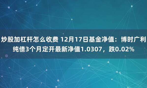 炒股加杠杆怎么收费 12月17日基金净值：博时广利纯债3个月定开最新净值1.0307，跌0.02%