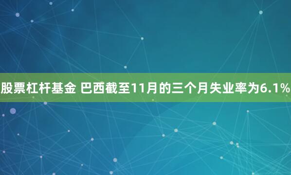 股票杠杆基金 巴西截至11月的三个月失业率为6.1%