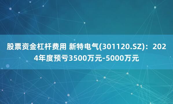 股票资金杠杆费用 新特电气(301120.SZ)：2024年度预亏3500万元-5000万元