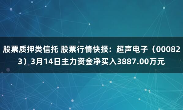 股票质押类信托 股票行情快报：超声电子（000823）3月14日主力资金净买入3887.00万元